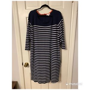 Navy striped shift dress, size 24